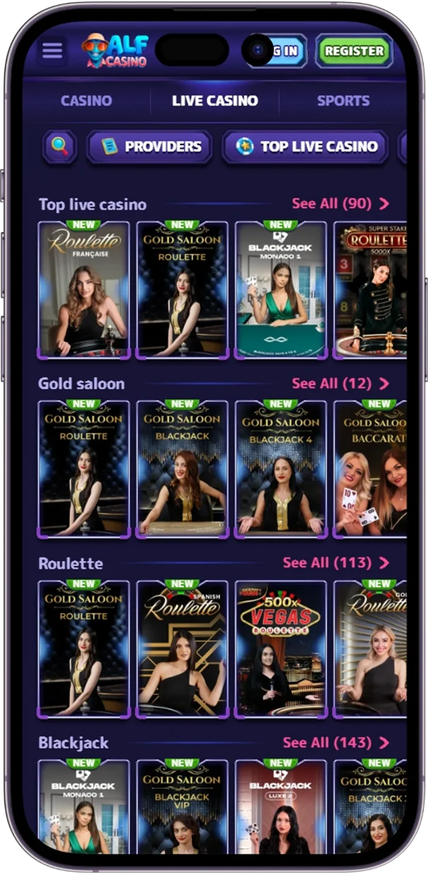 Live Games in AlfCasino