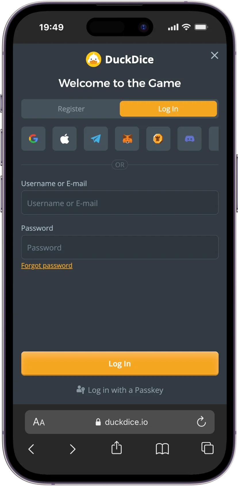 DuckDice Login