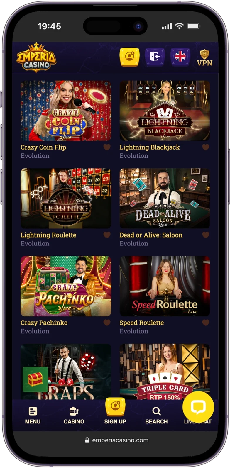 Live Casino at Emperia Casino