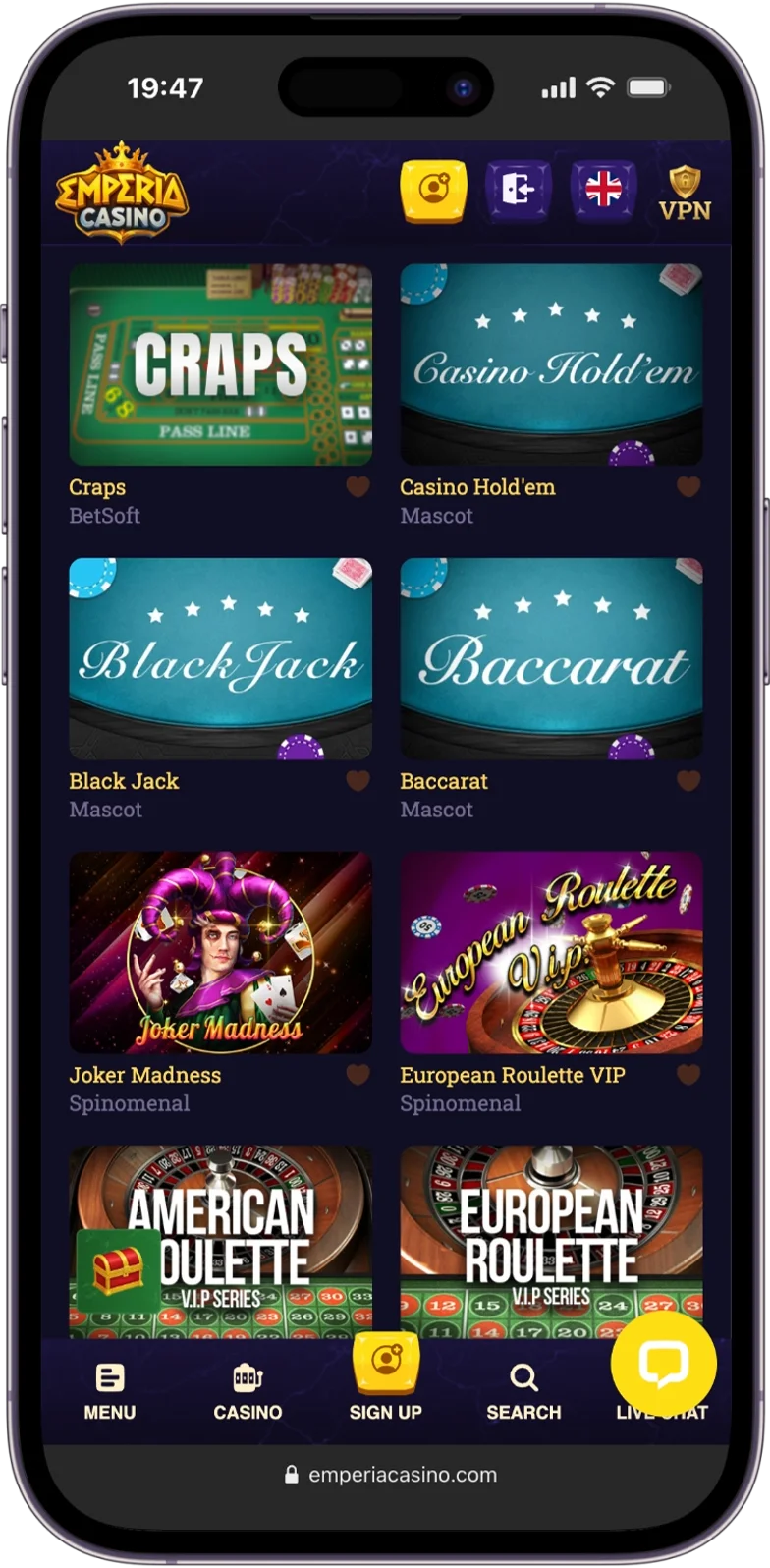 Table Games at Emperia Casino