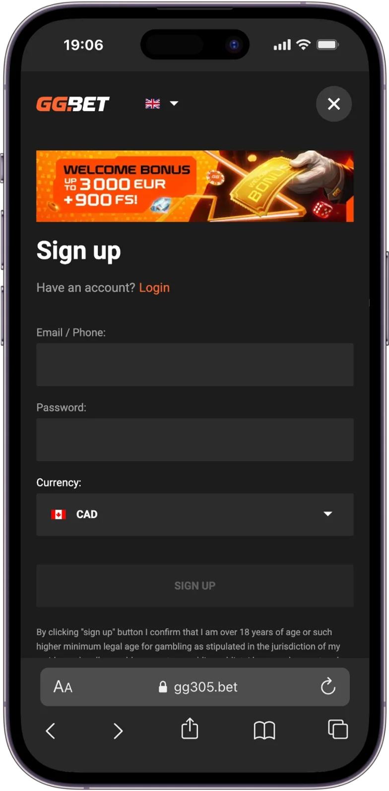 Registration GGBet Casino