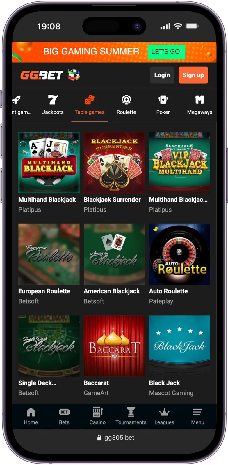 Table Games GGBet Casino