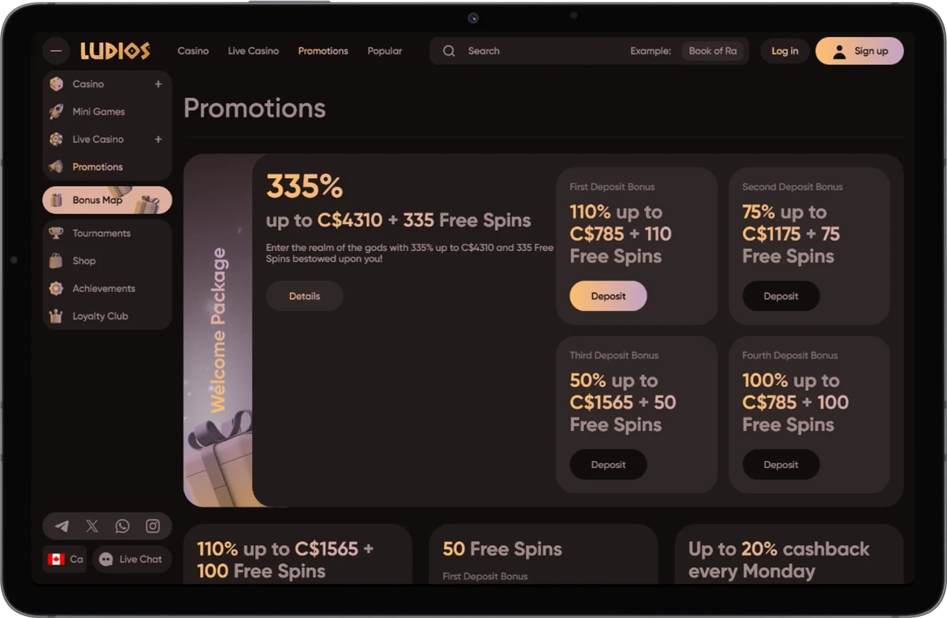 Bonuses at Ludios Casino
