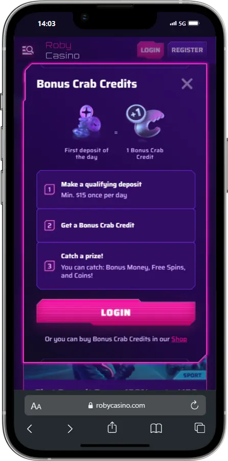 Bonus Crab RobyCasino