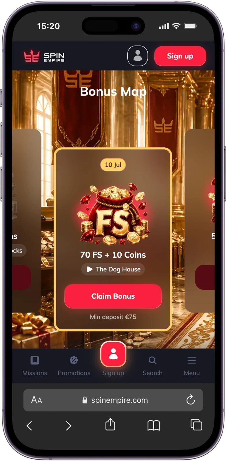 Bonus Map at SpinEmpire Casino