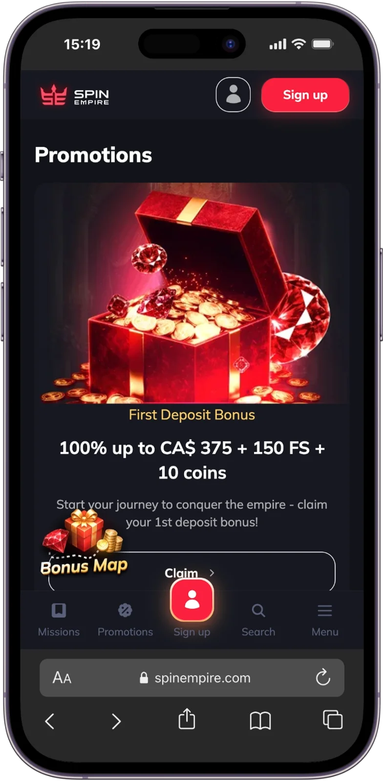 Bonuses at SpinEmpire Casino