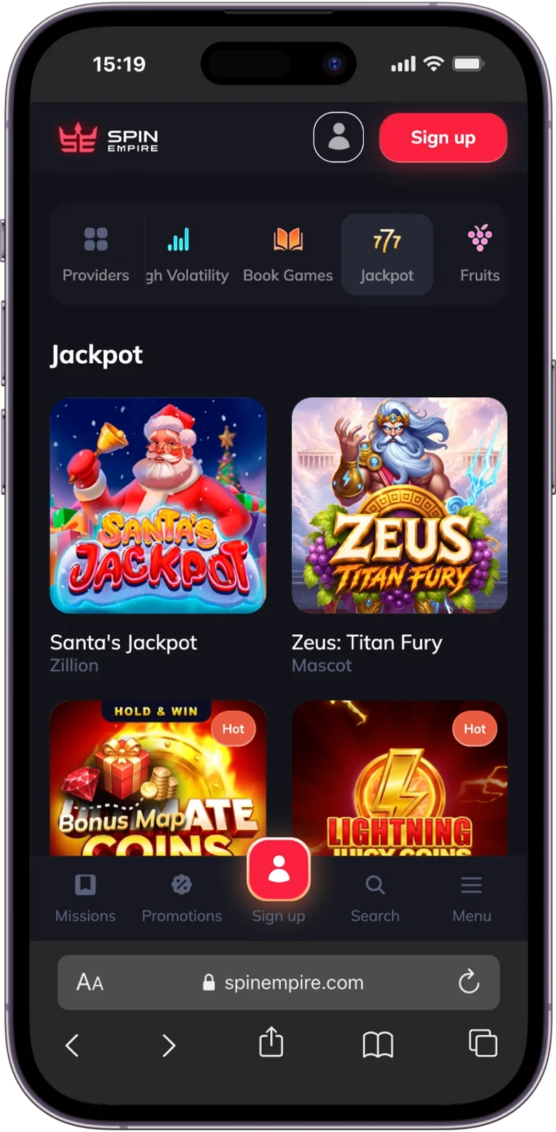 Jackpots at SpinEmpire Casino