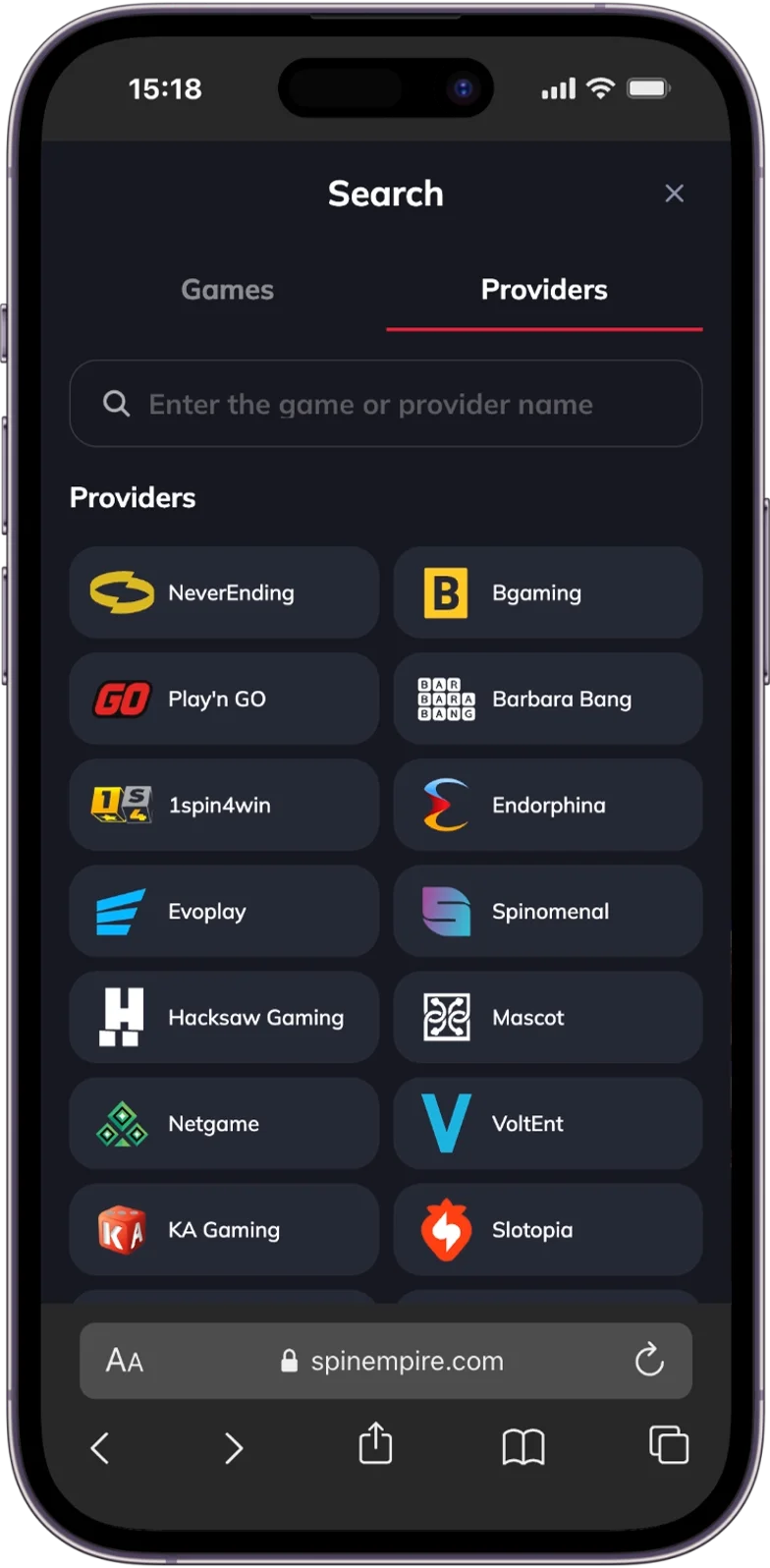 Providers at SpinEmpire Casino