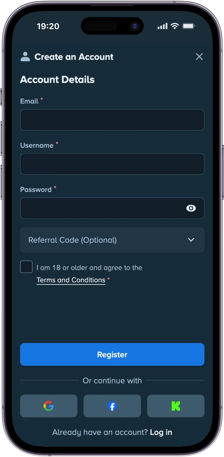 Registering at Stake Casino