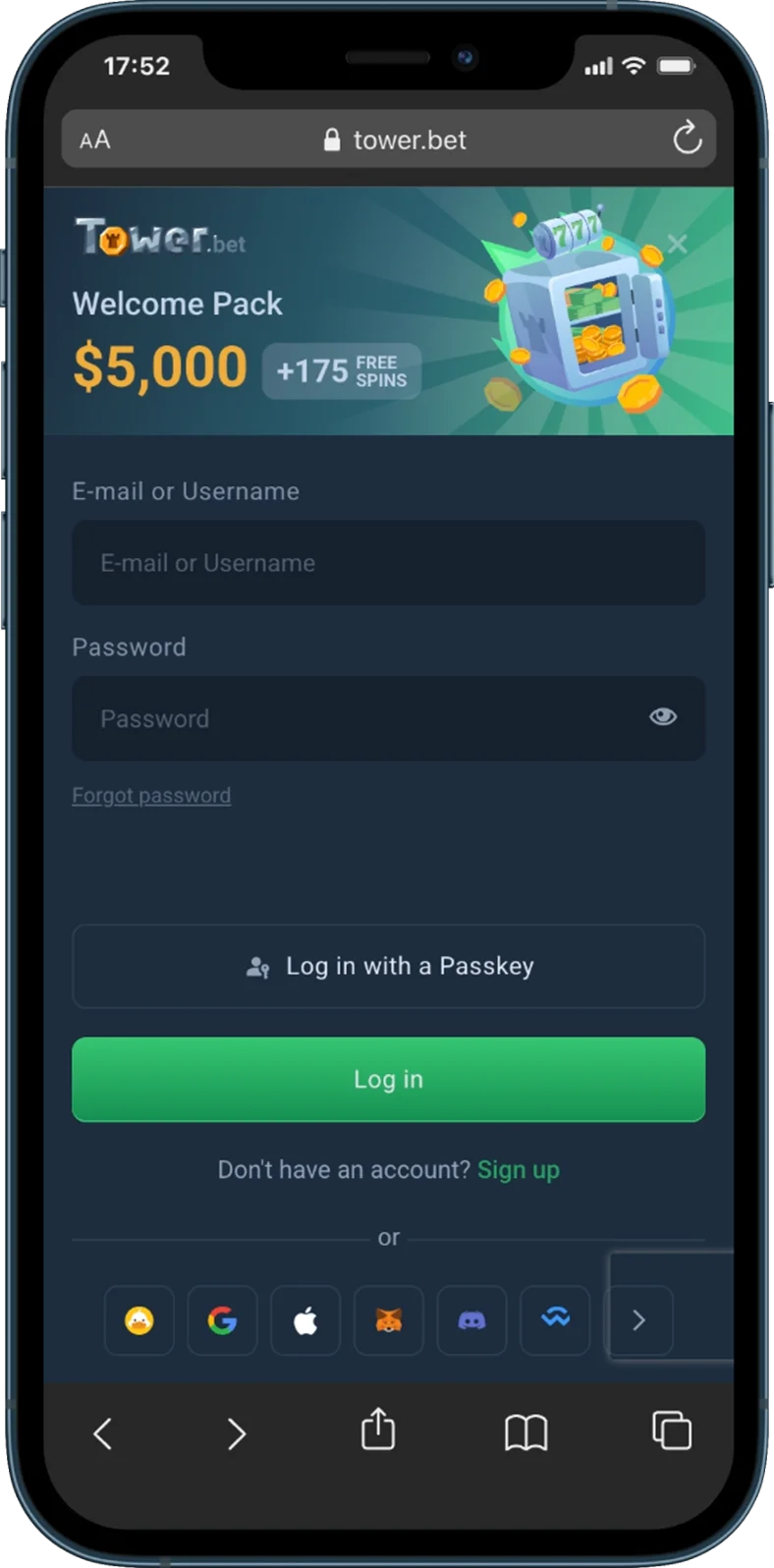 TowerBet Casino Log in