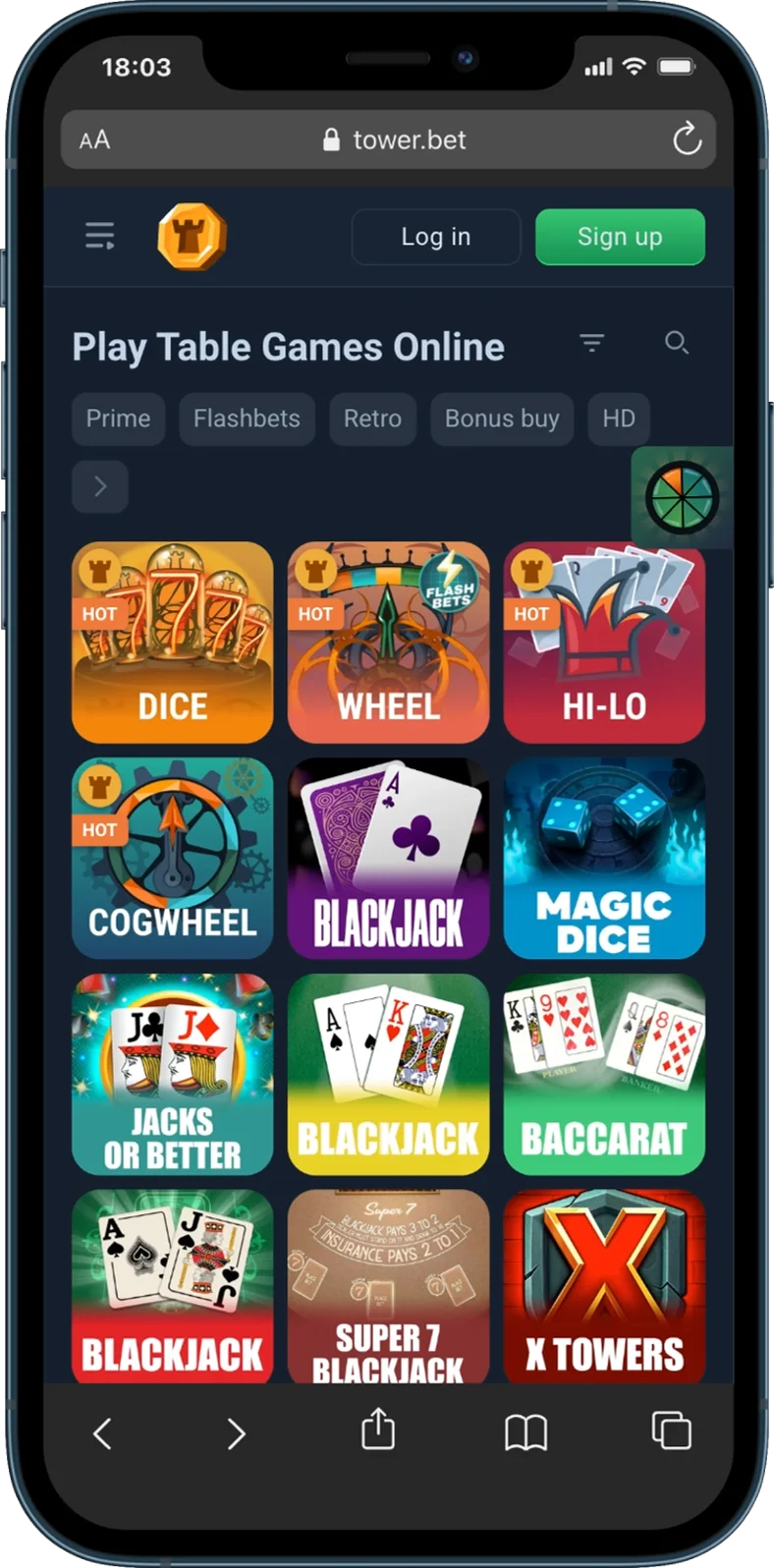 TowerBet Casino Table Games
