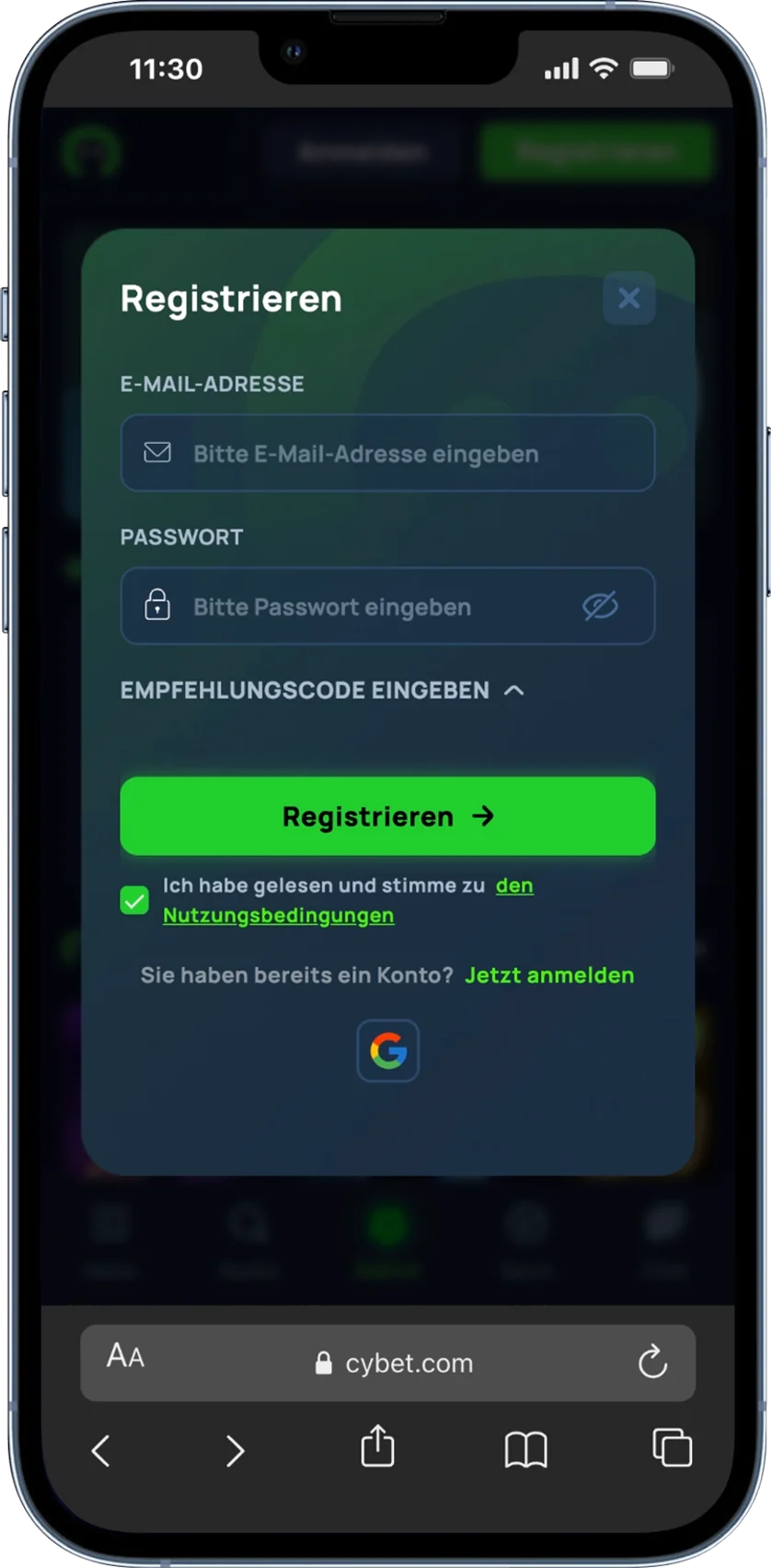 Cybet Casino Registrierung
