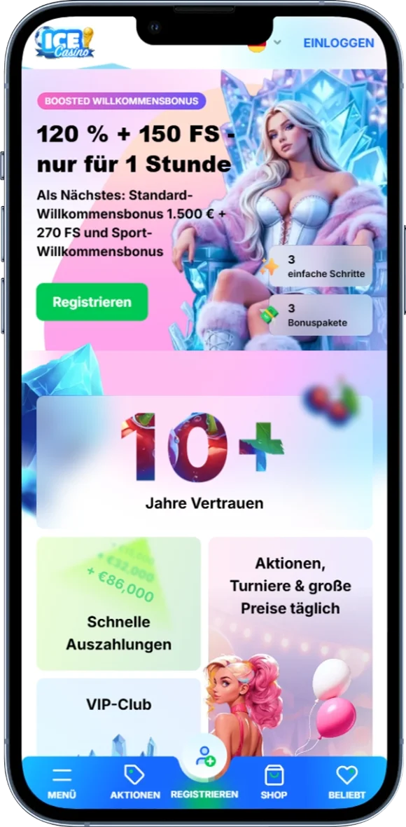 Startseite des Ice Casino