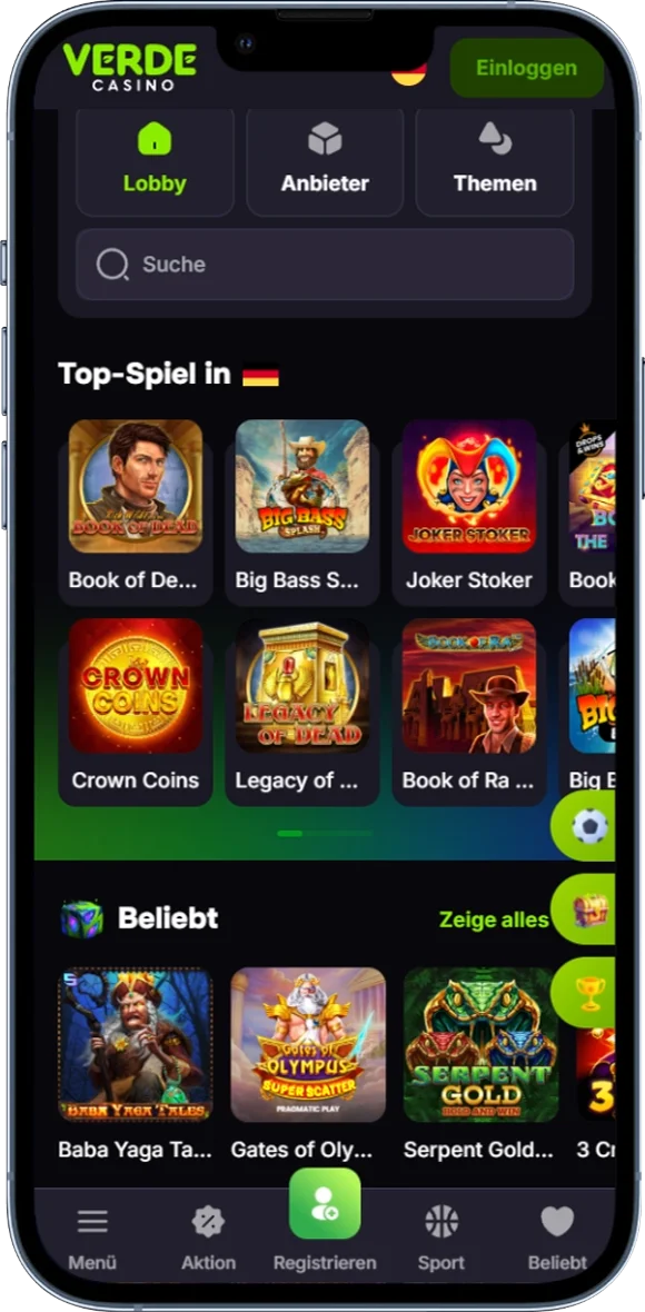 Spielvielfalt auf der Verde Casino