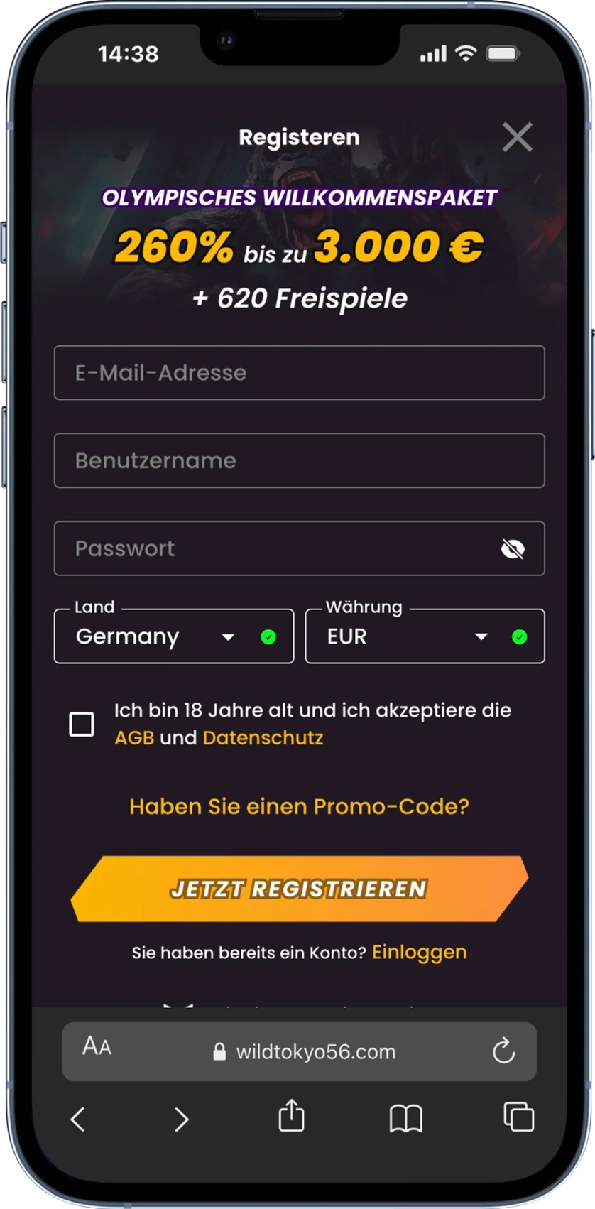 WildTokyo Casino registriert