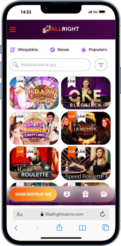 Gry na żywo w kasynie Allright Casino
