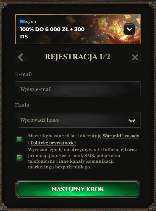 Rejestracja w Kyngs Casino