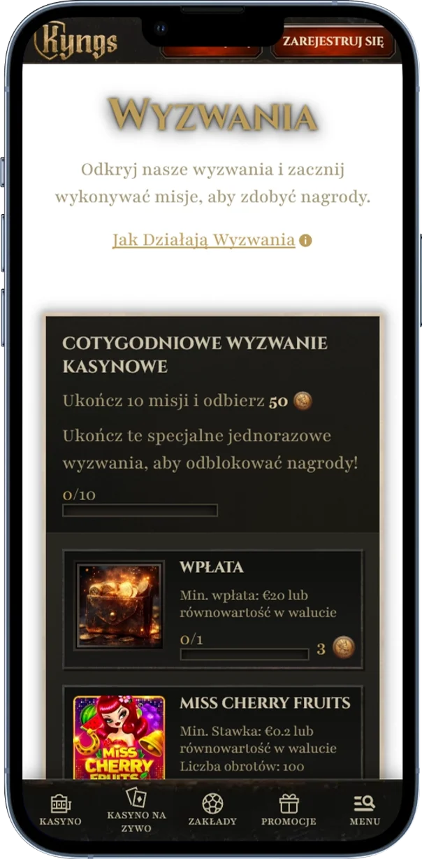Wyzwania w Kyngs Casino