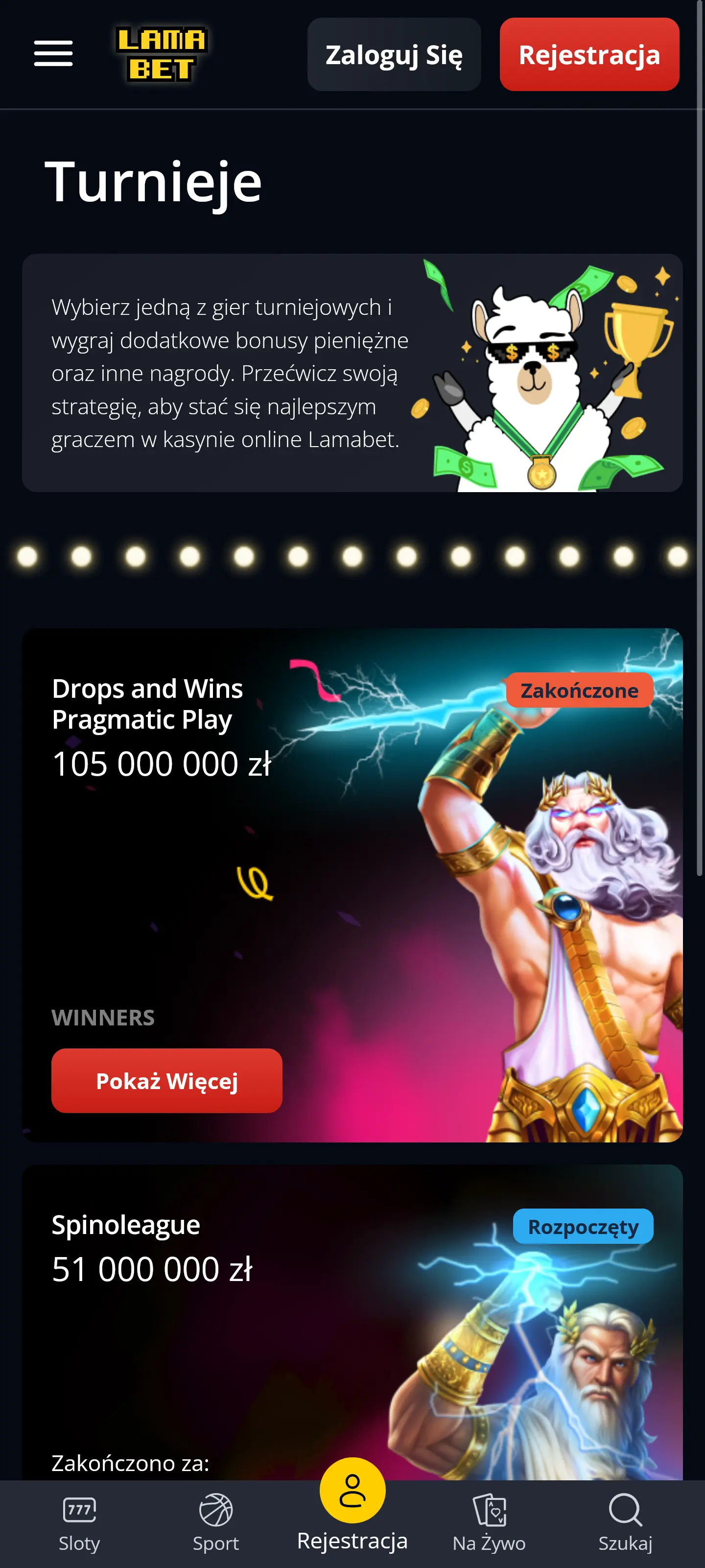 Turnieje Lamabet
