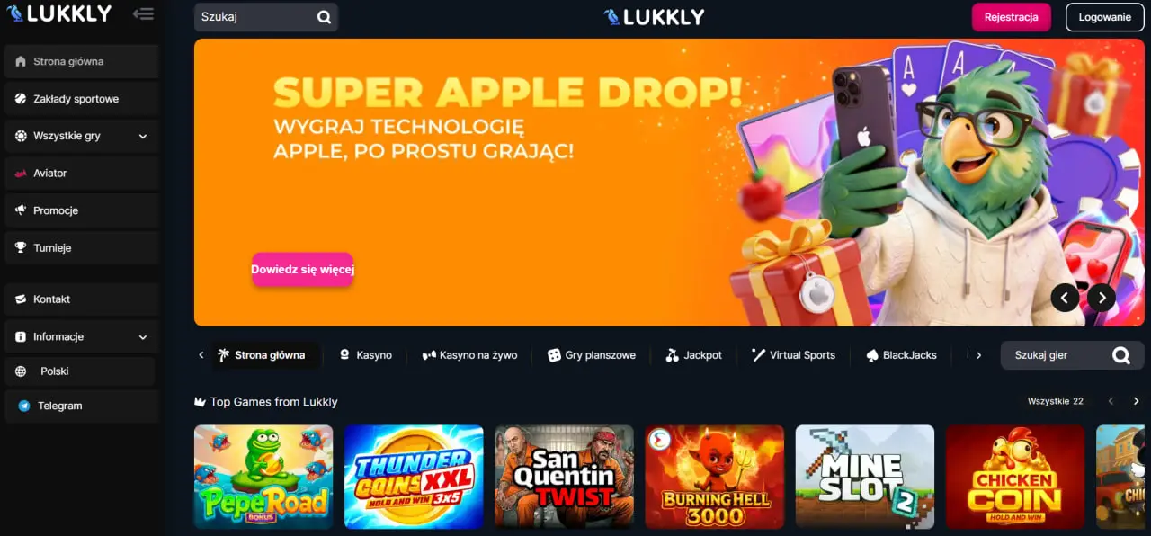 Oficjalna strona Lukkly Casino