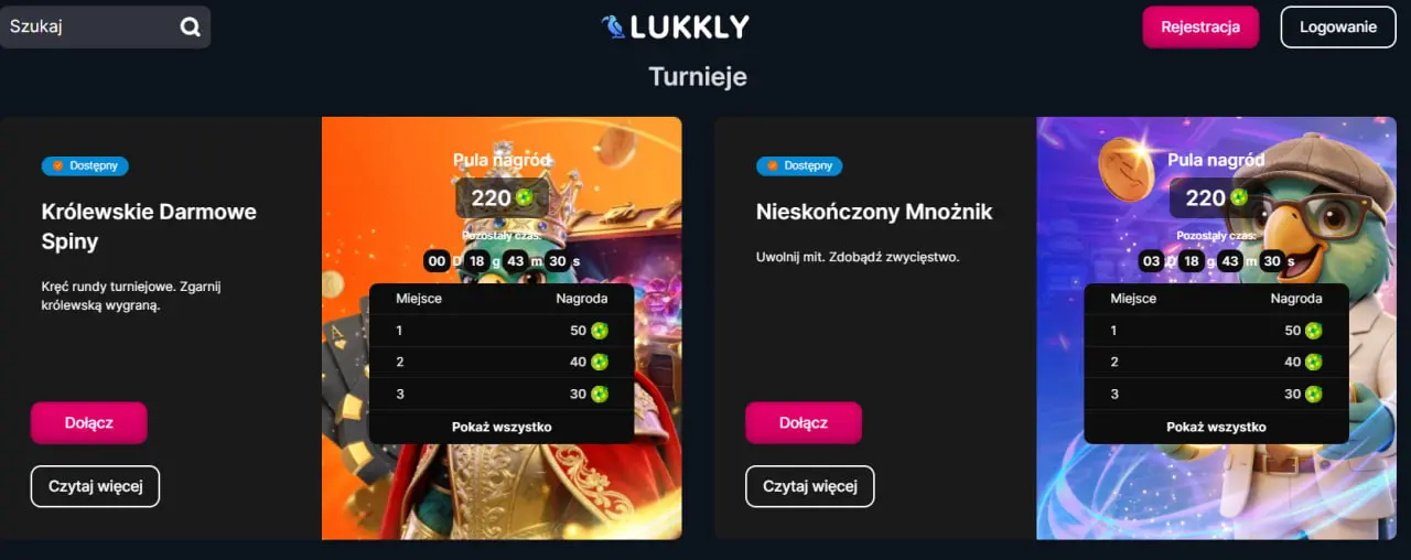 Turnieje w Lukkly Casino