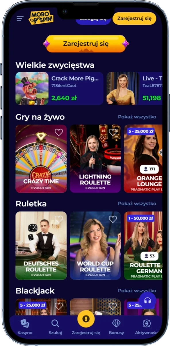 Kasyno na żywo w MoroSpin
