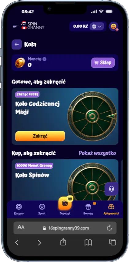 Koło fortuny w kasynie SpinGranny