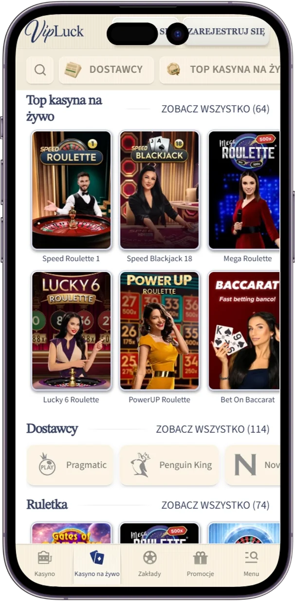 Kasyno na żywo w VipLuck Casino