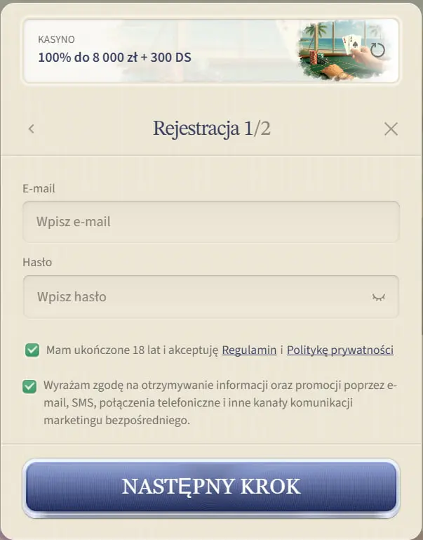Rejestracja w VipLuck