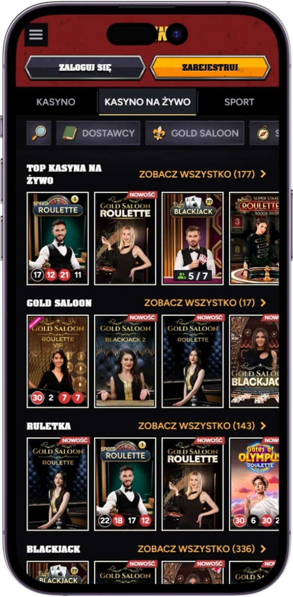 Kasyno na żywo w Wintino Casino