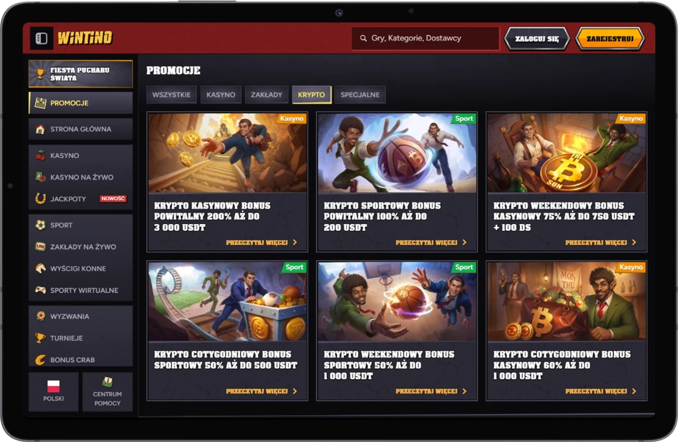Kryptobonusy w Wintino Casino