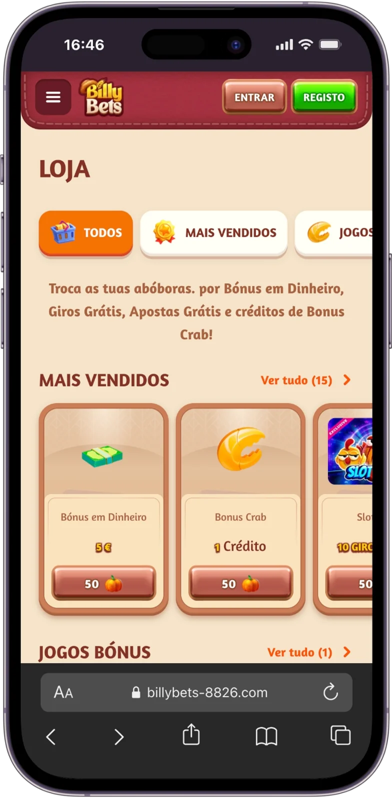 LOJA no BillyBets Casino