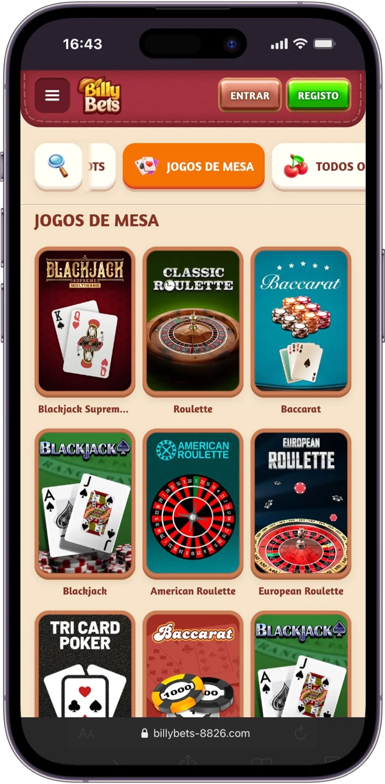 Jogos de Mesa na BillyBets Casino