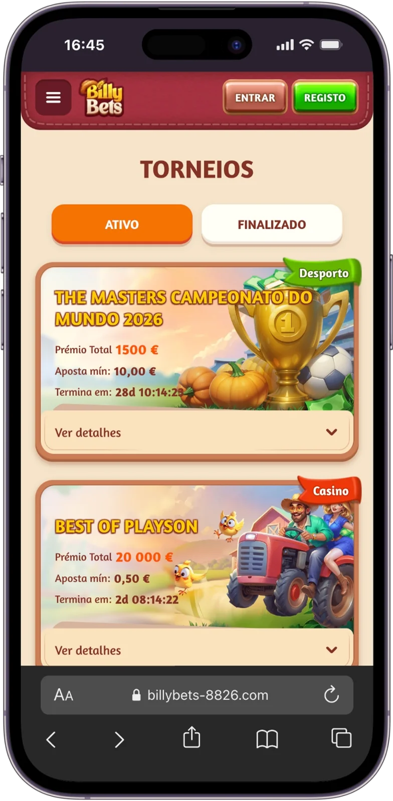 Torneios na BillyBets Casino