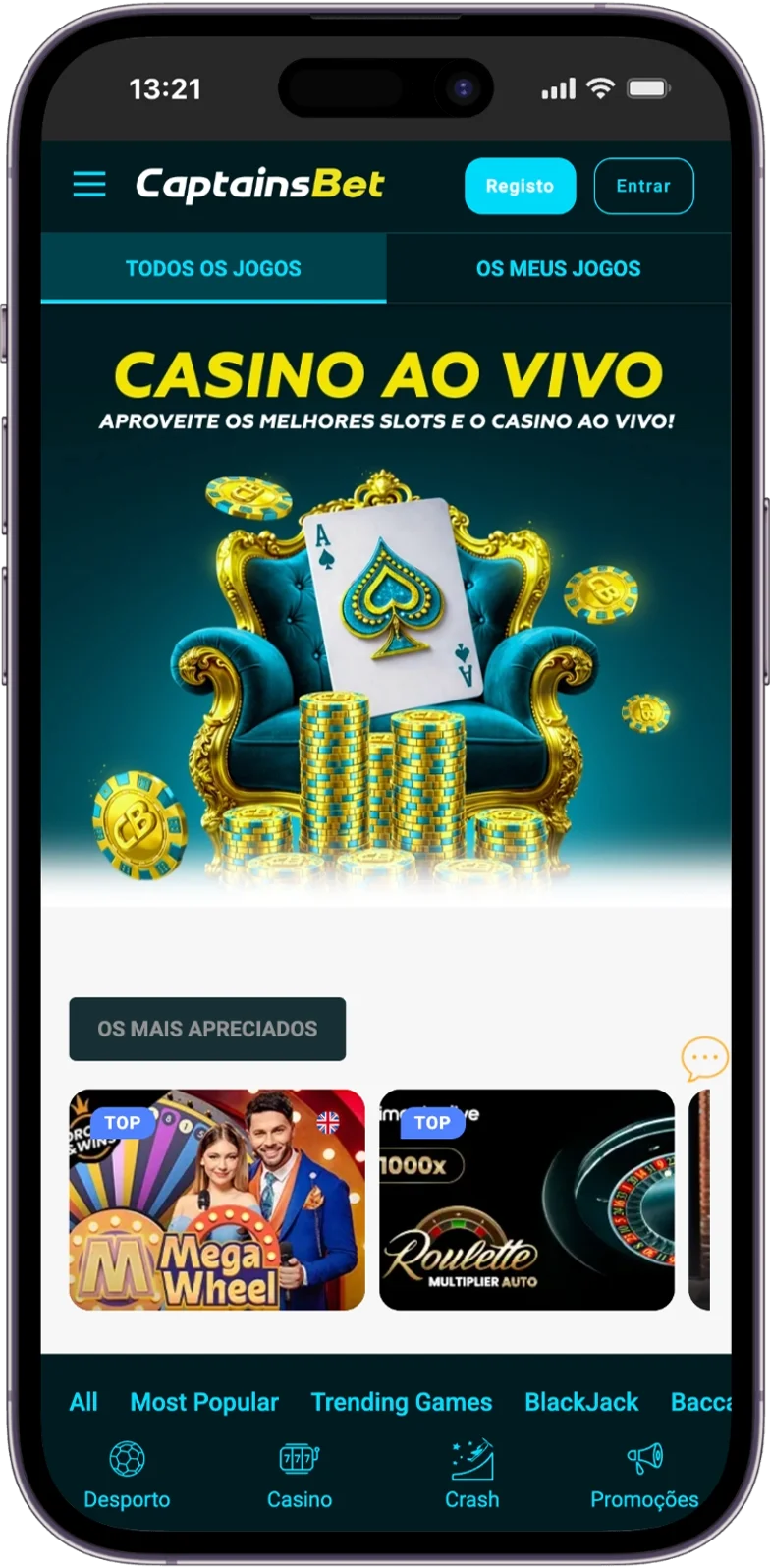 Casino ao Vivo da Captainsbet Casino