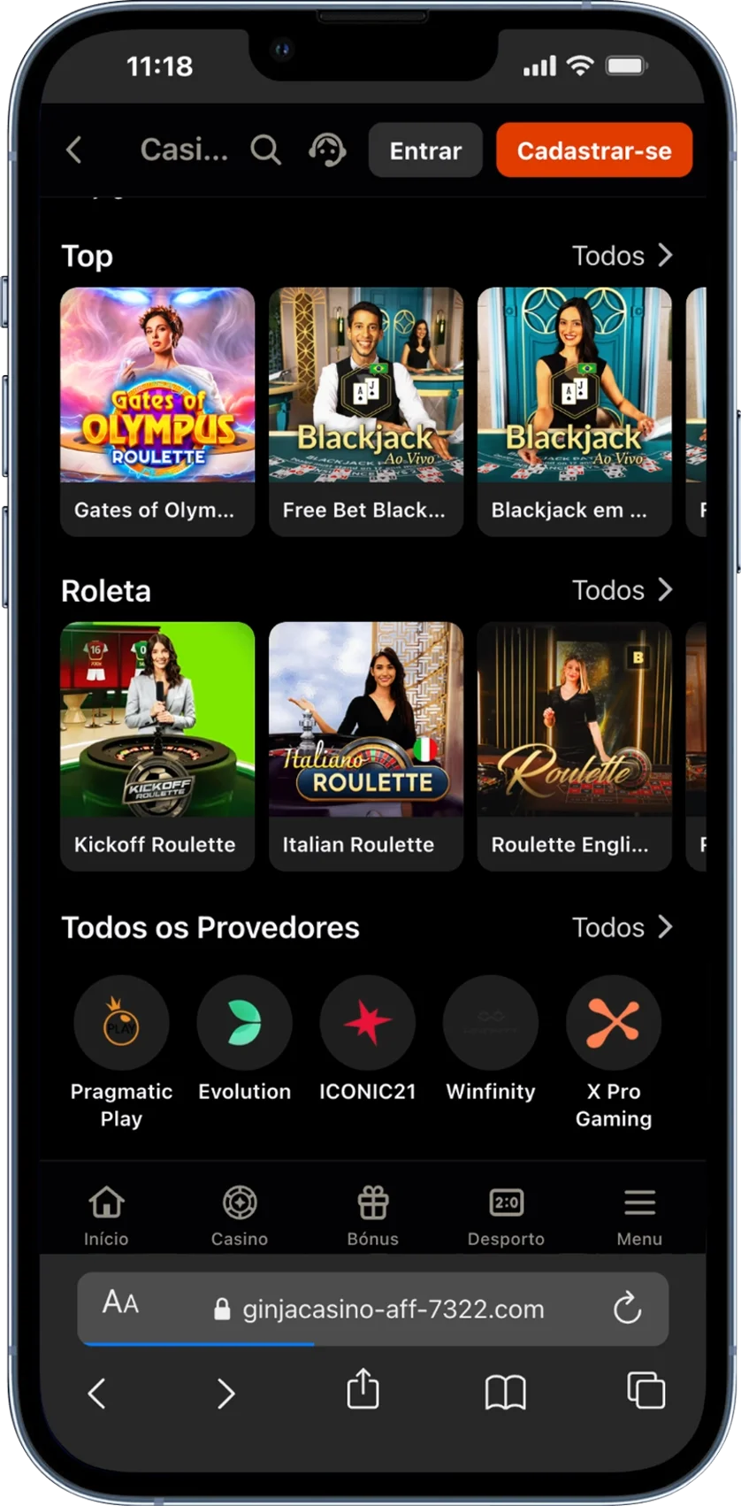 Ginja Casino ao Vivo