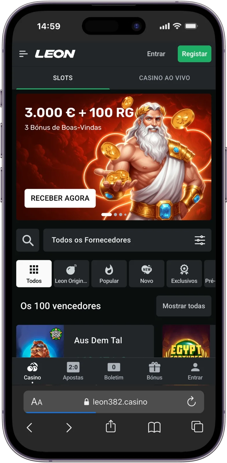 Site oficial do Leon Casino