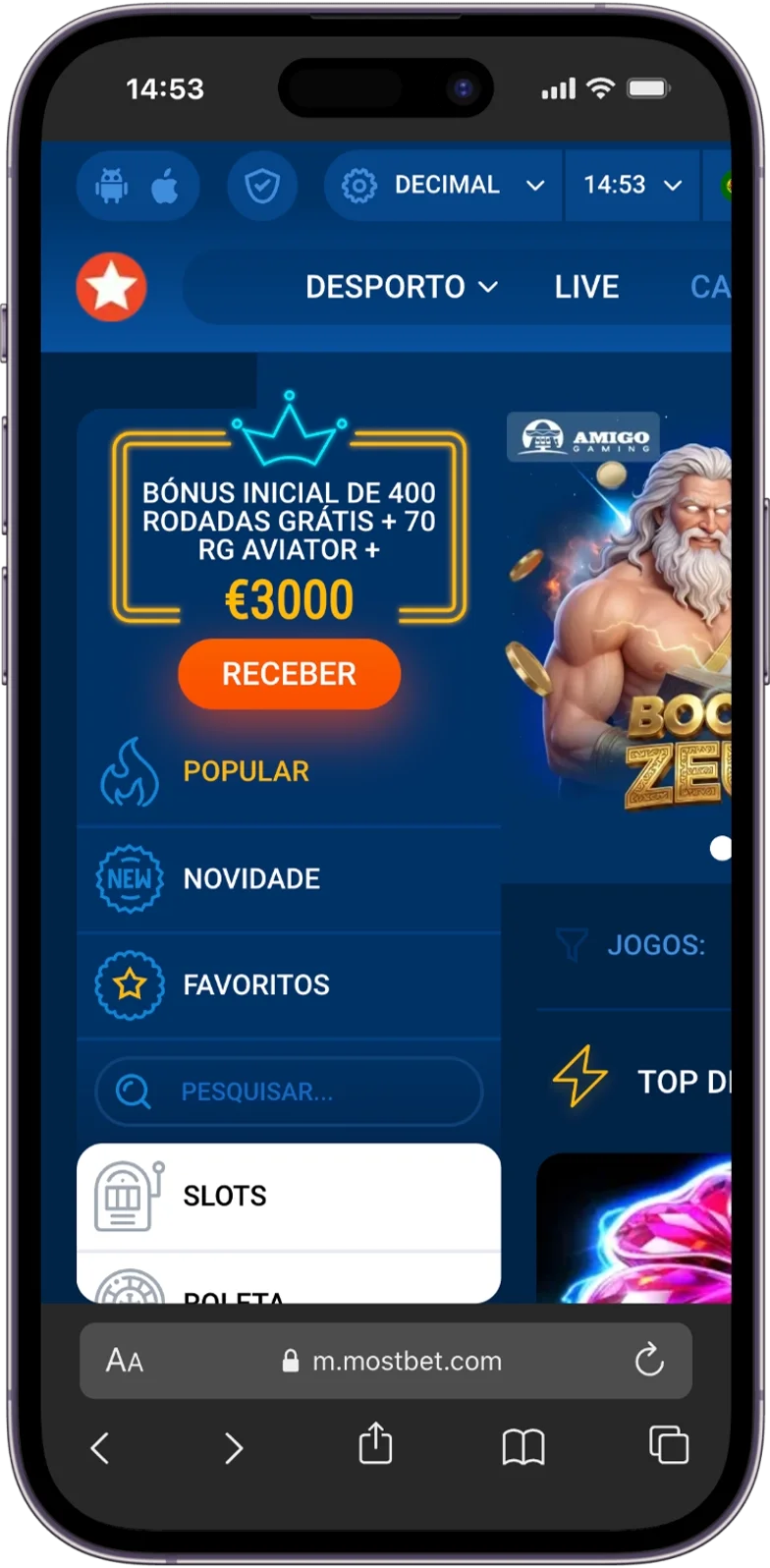 Site oficial do Mostbet Casino